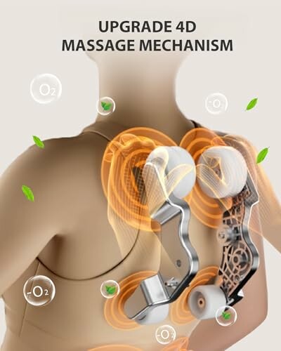Illustration of a 4D massage mechanism on a person's back.