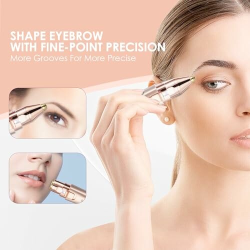 Woman using a fine-point precision eyebrow shaping tool.