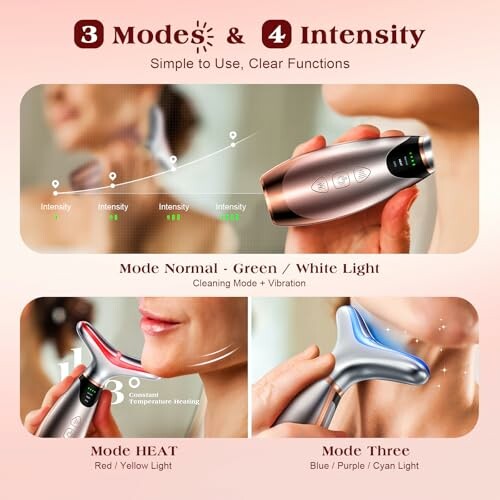 Face massager with three modes and four intensity settings.