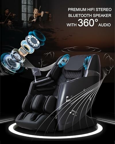 Massage chair with Bluetooth speaker and 360-degree audio
